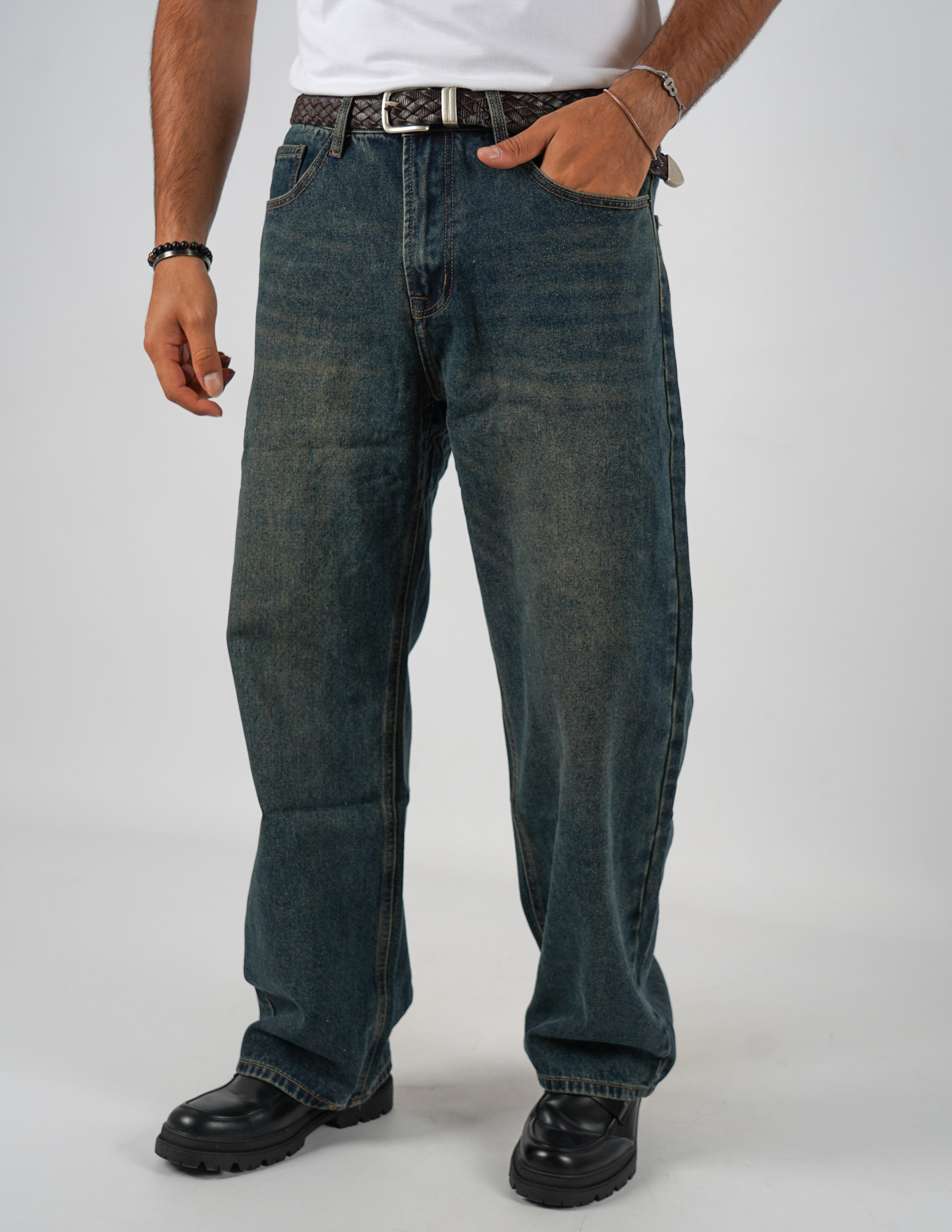 Jeans baggy lavaggio sabbia