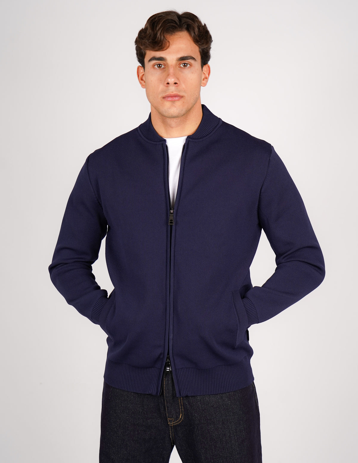 cardigan college con zip antipilling