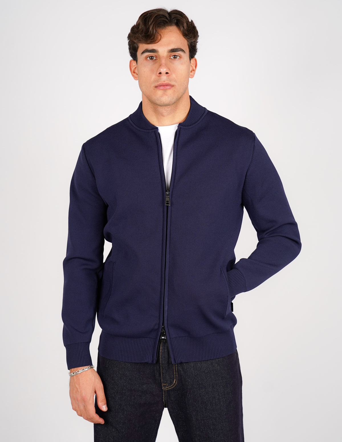 cardigan college con zip antipilling