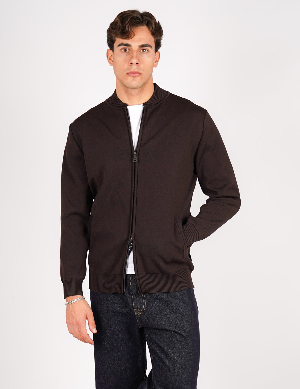 cardigan college con zip antipilling