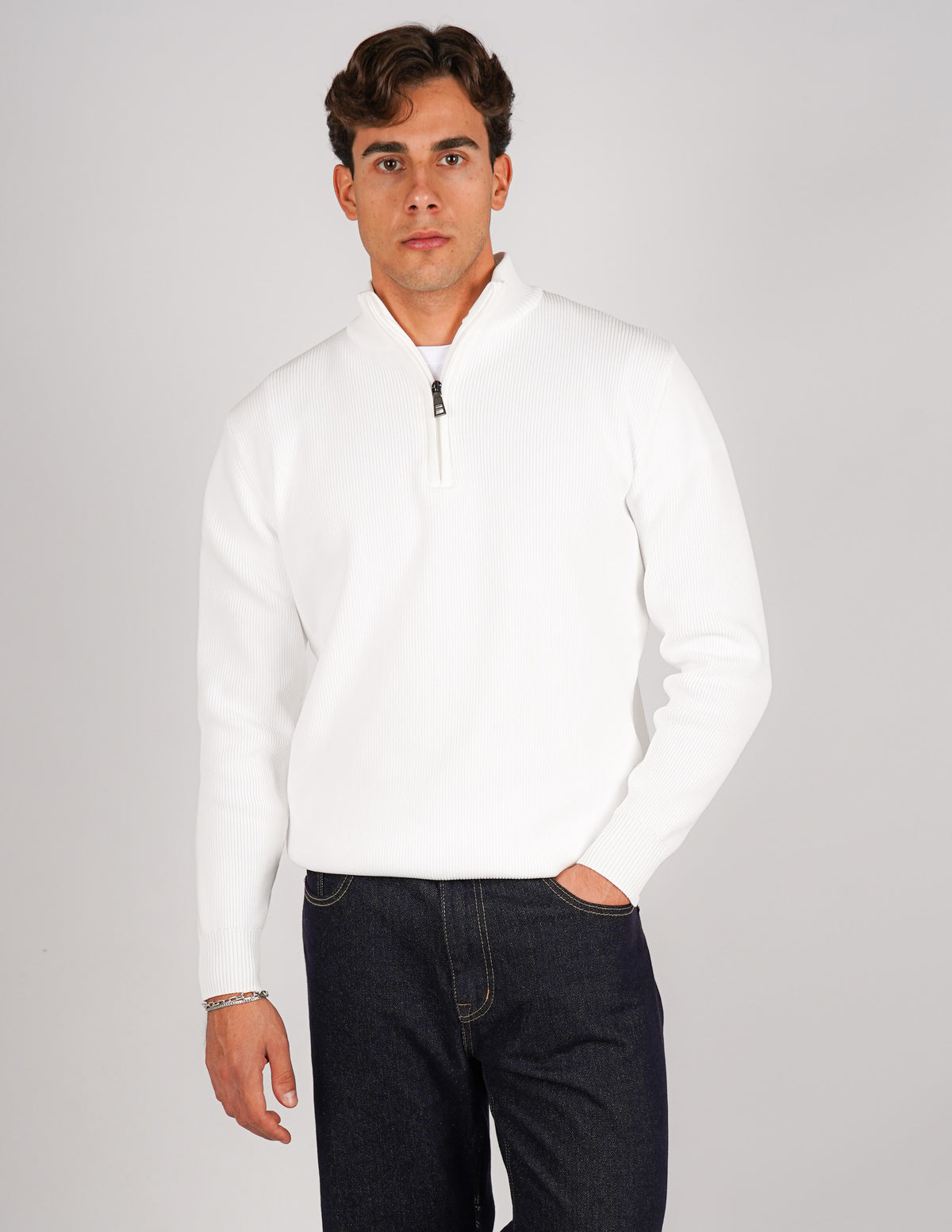 maglione mezza zip  over d antipilling