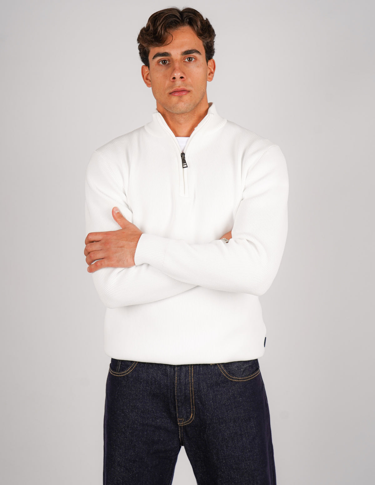 maglione mezza zip  over d antipilling