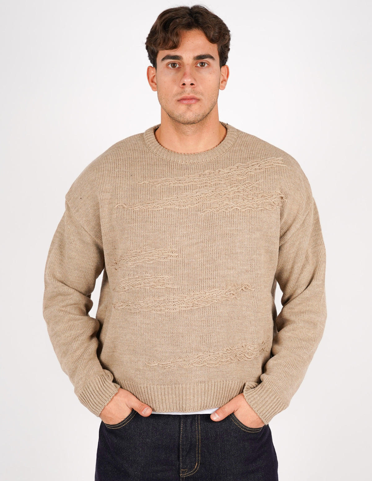 maglione crop con abrasioni