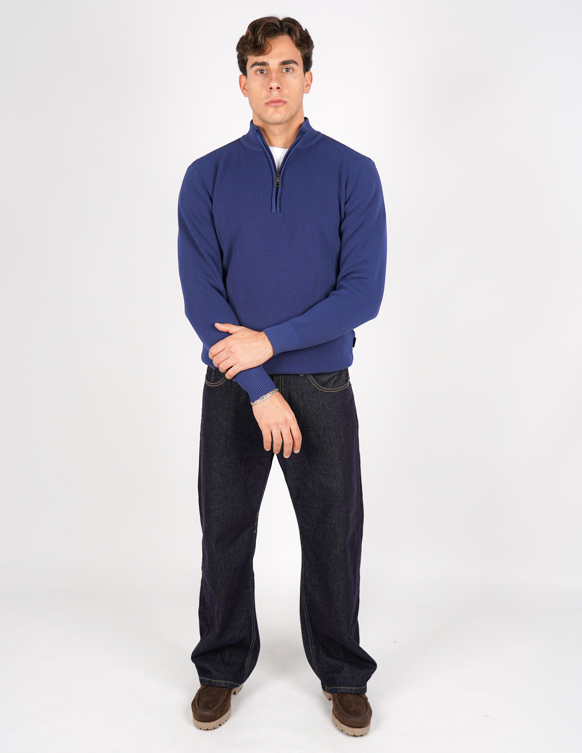 maglione mezza zip  over d antipilling