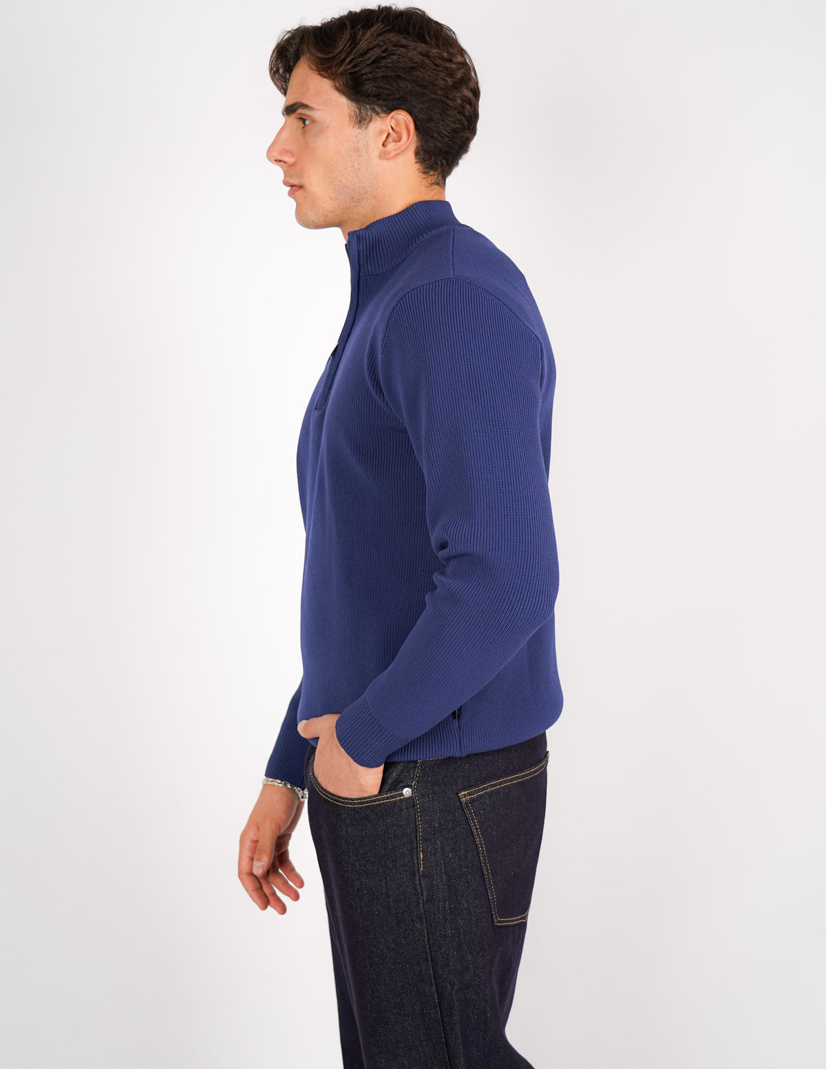 maglione mezza zip  over d antipilling
