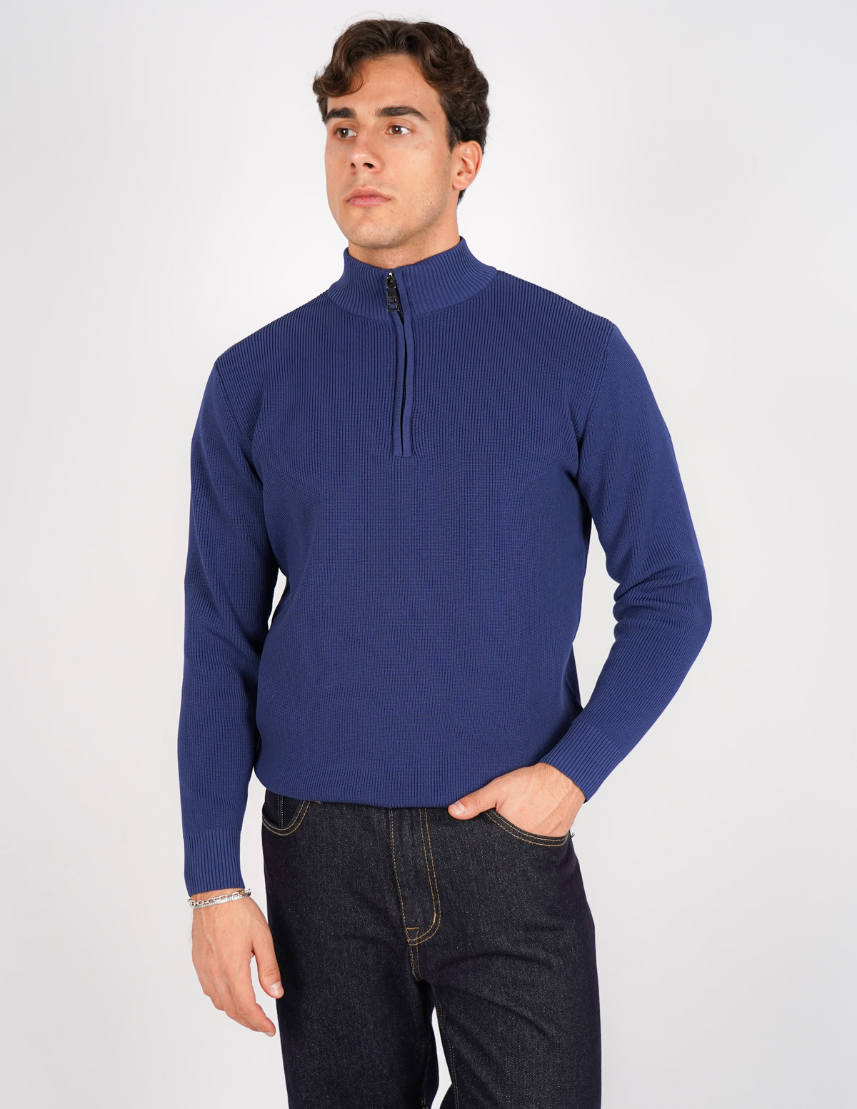 maglione mezza zip  over d antipilling