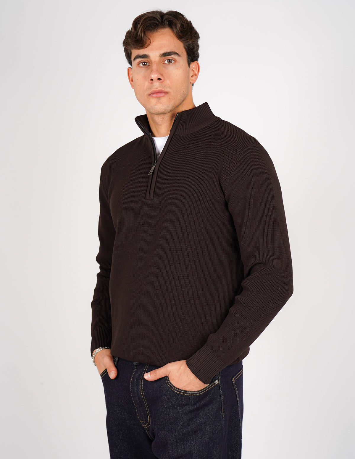 maglione mezza zip  over d antipilling