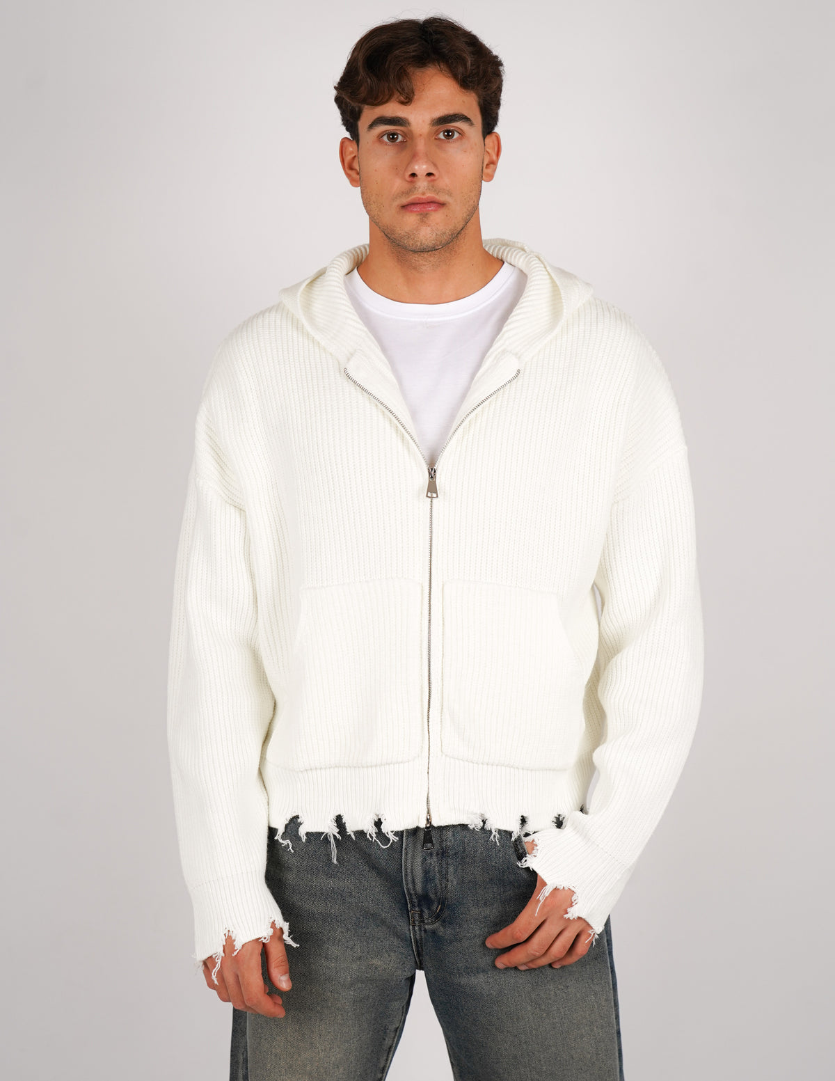 maglione misto lana crop fit