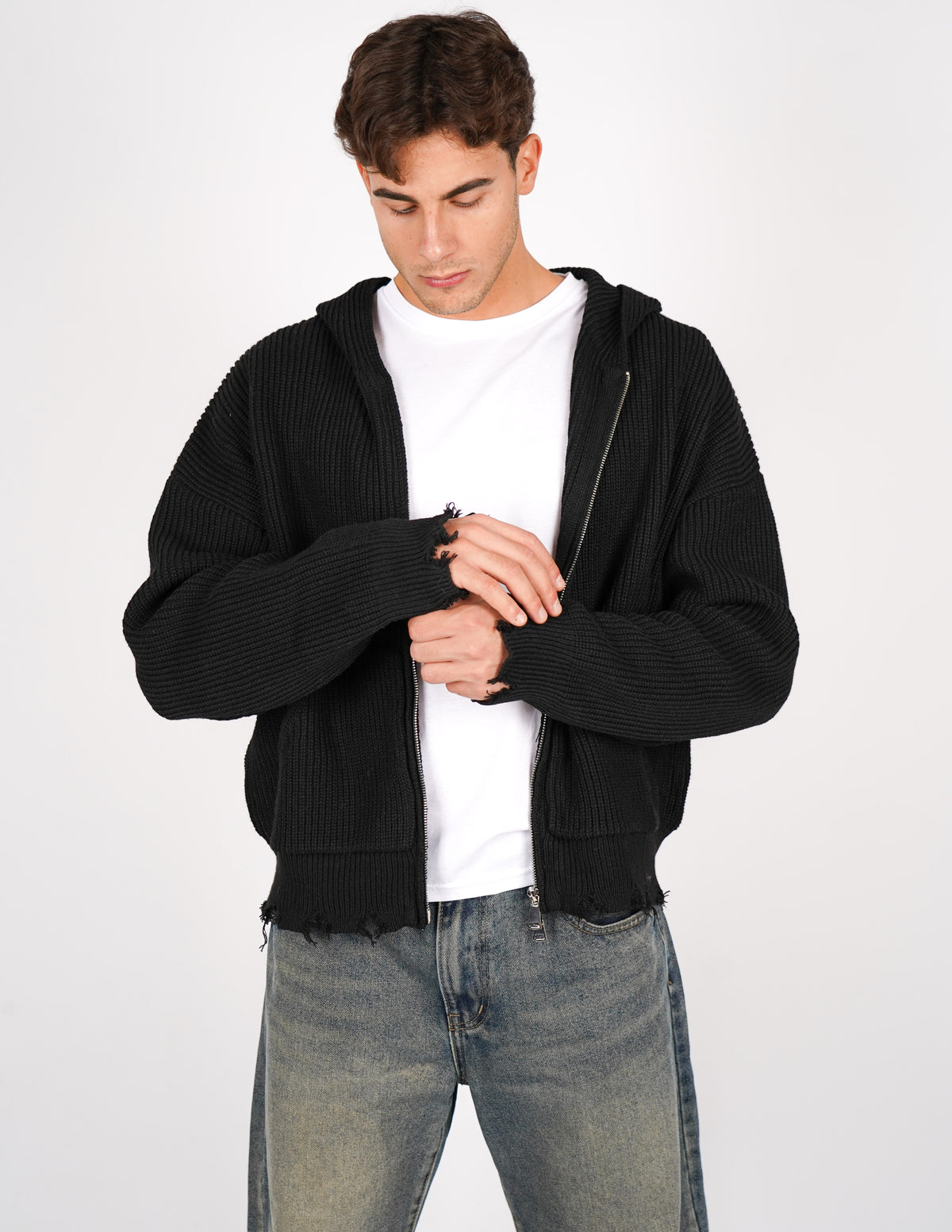 maglione misto lana crop fit