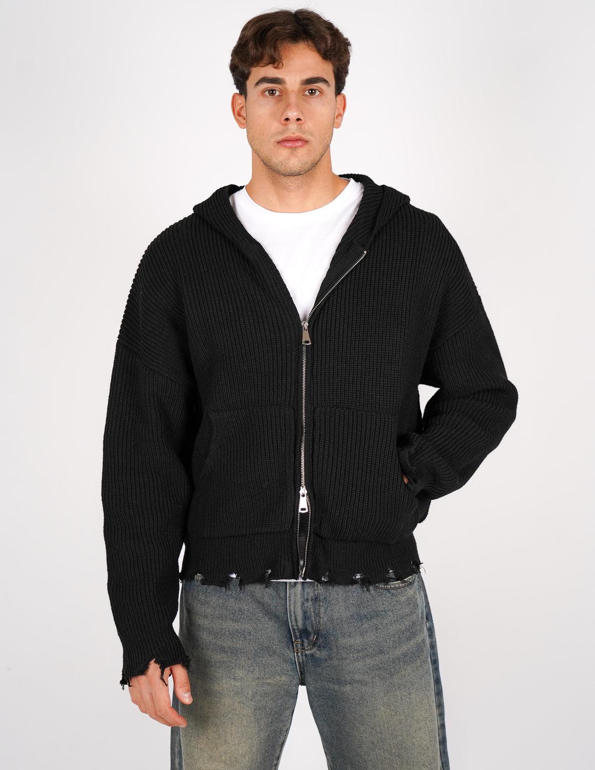 maglione misto lana crop fit