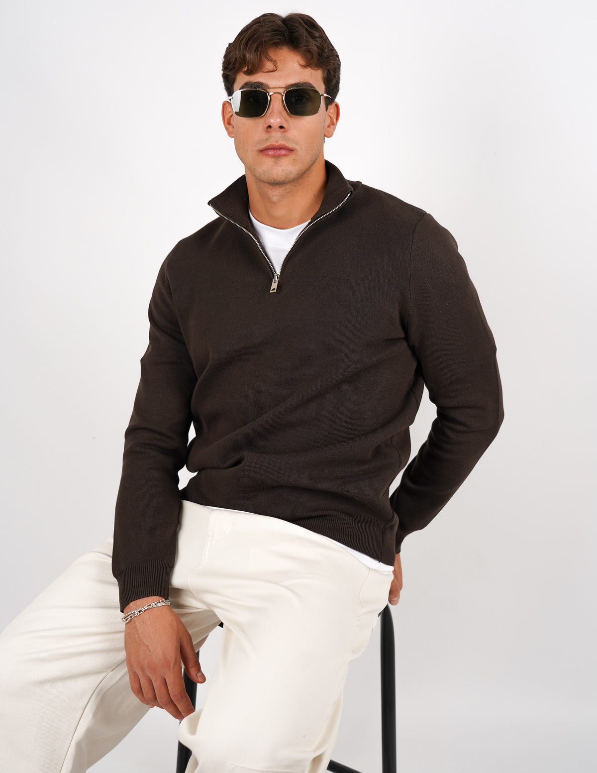 Pullover con mezza cerniera Regular Fit