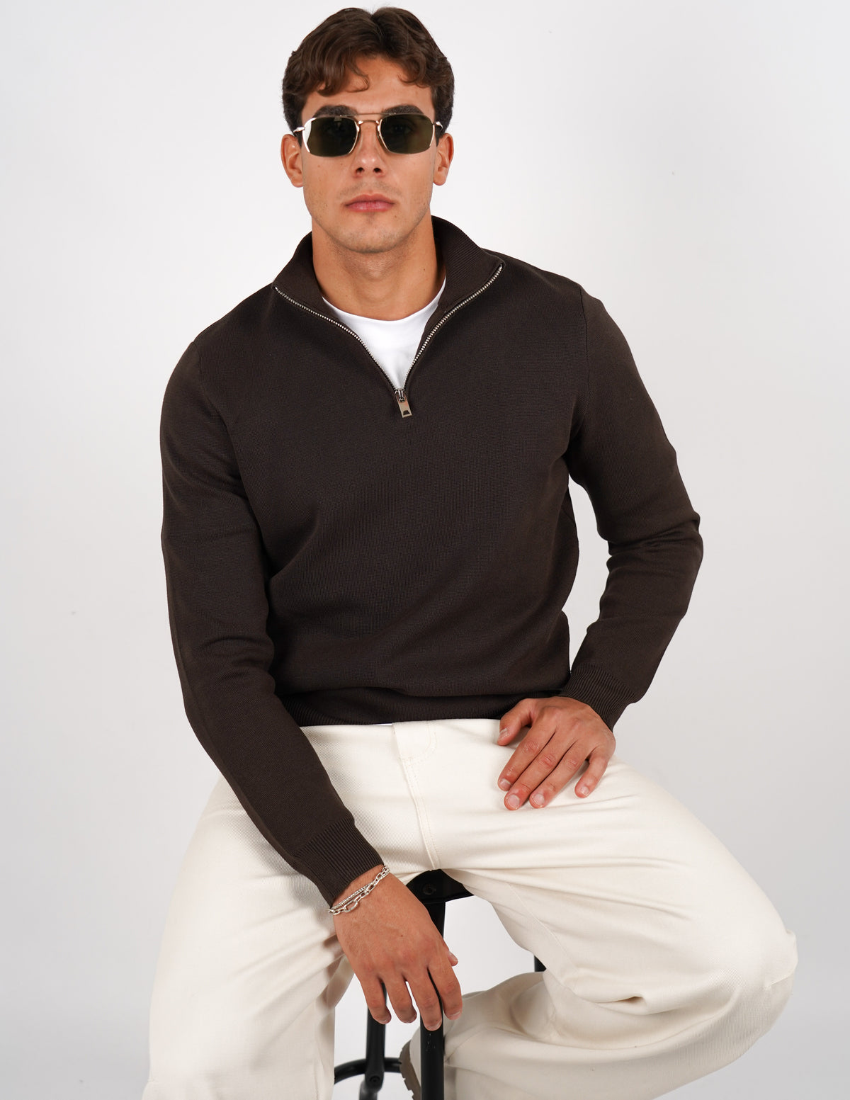 Pullover con mezza cerniera Regular Fit