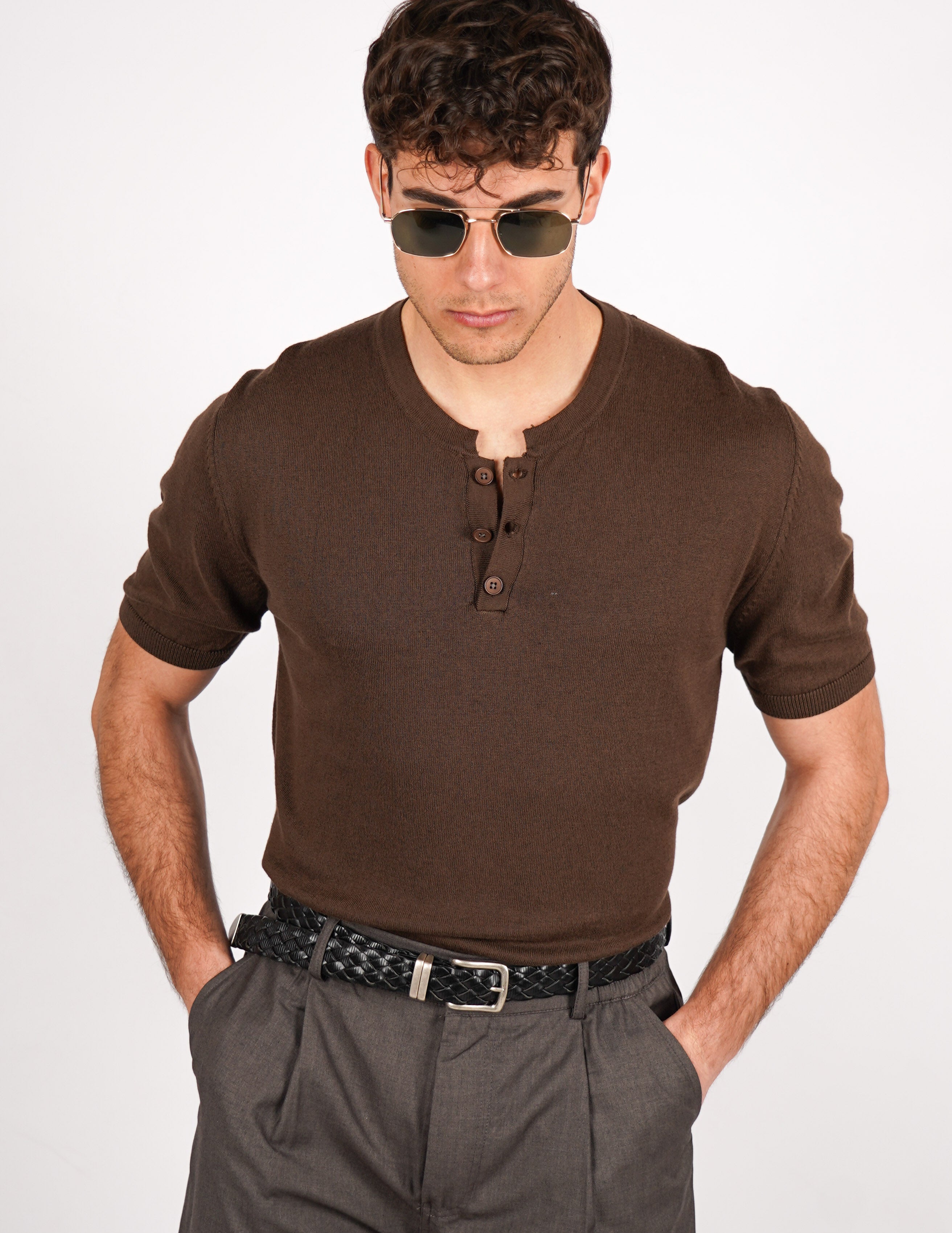 t-shirt serafino tinta unita