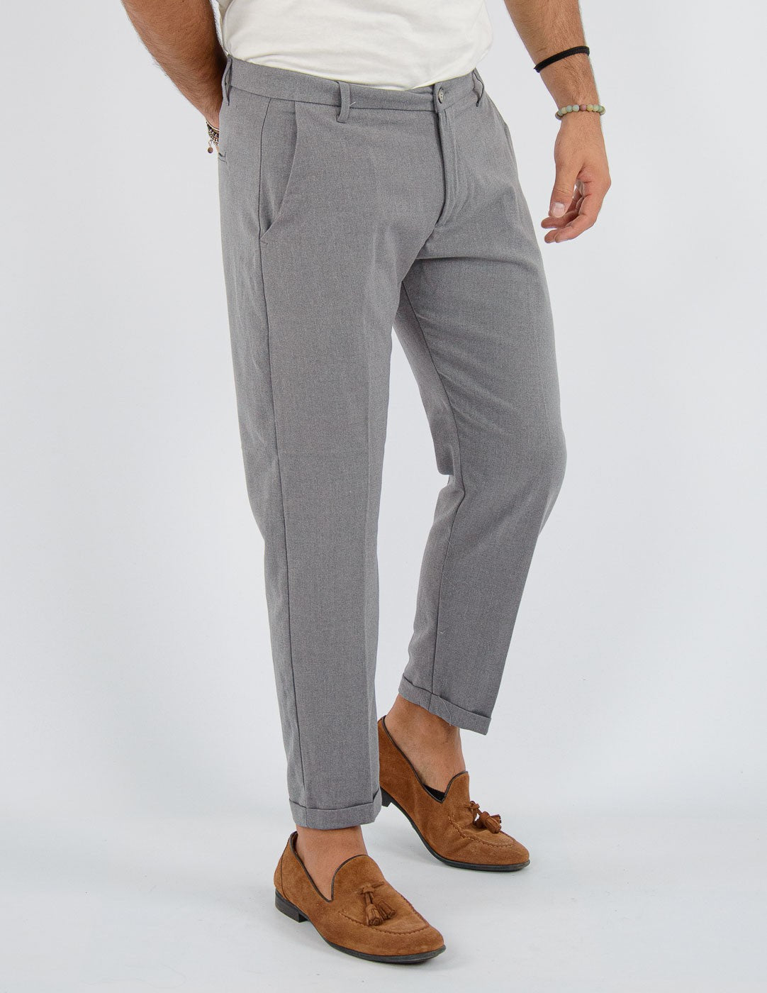 Pantalone Uomo Lungo classico con piega