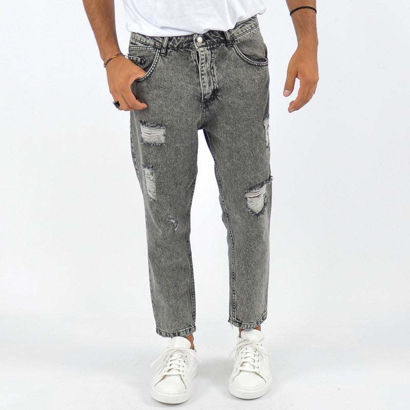 Jeans uomo denim con rotture
