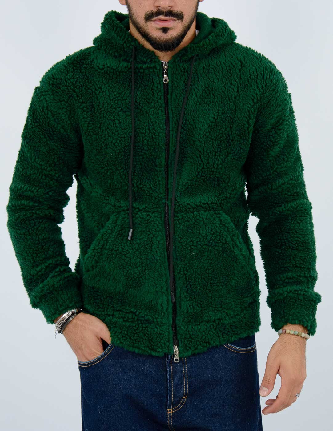 felpa uomo teddy con zip