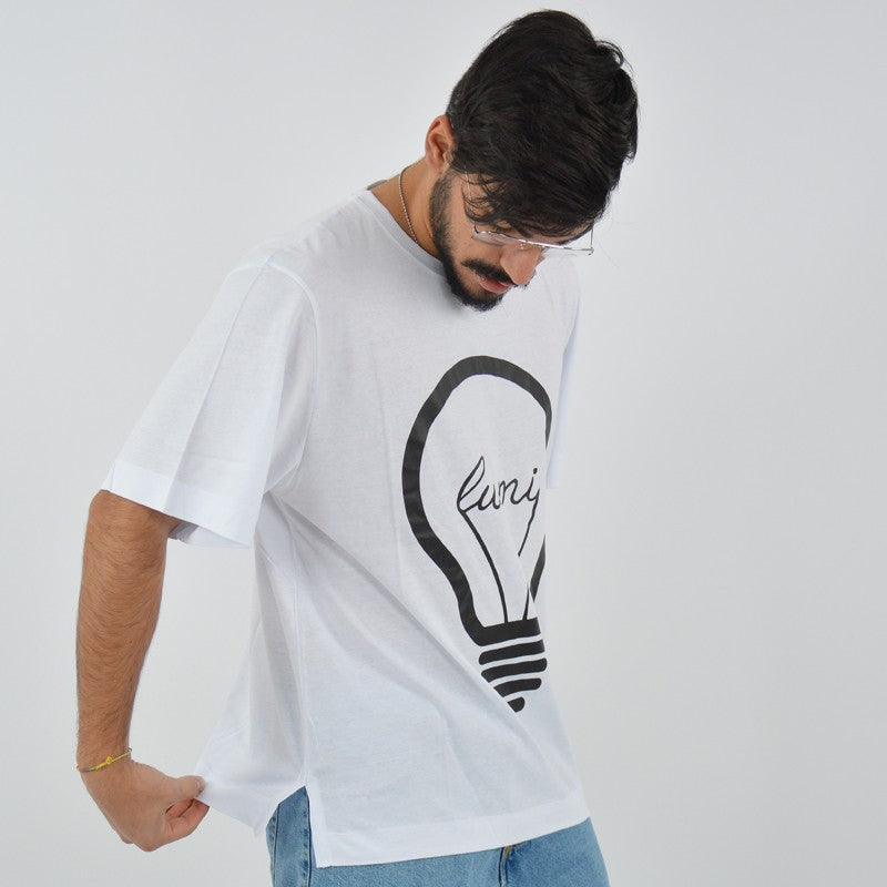 t-shirt lumi con stampa bianca