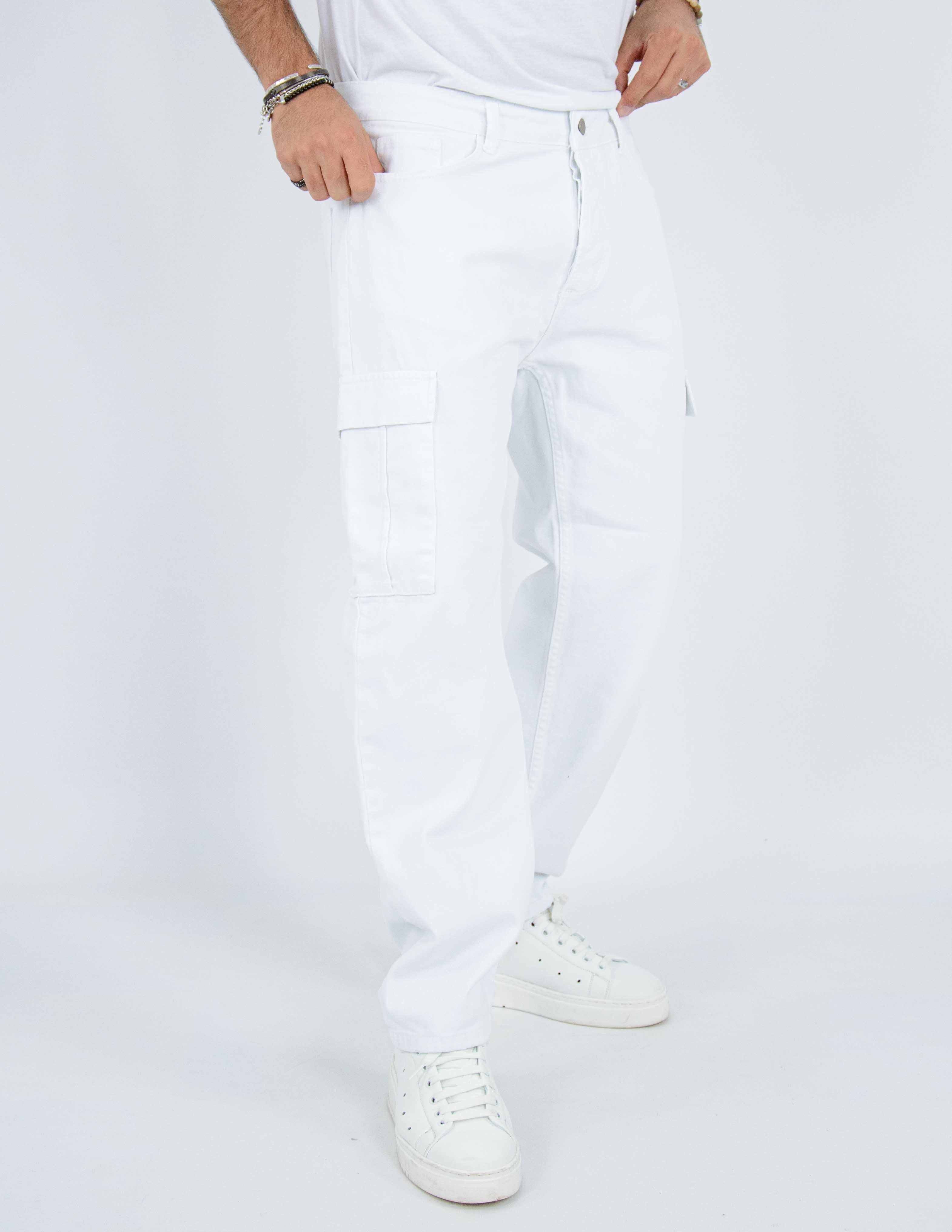 jeans uomo colorato cargo wide fit