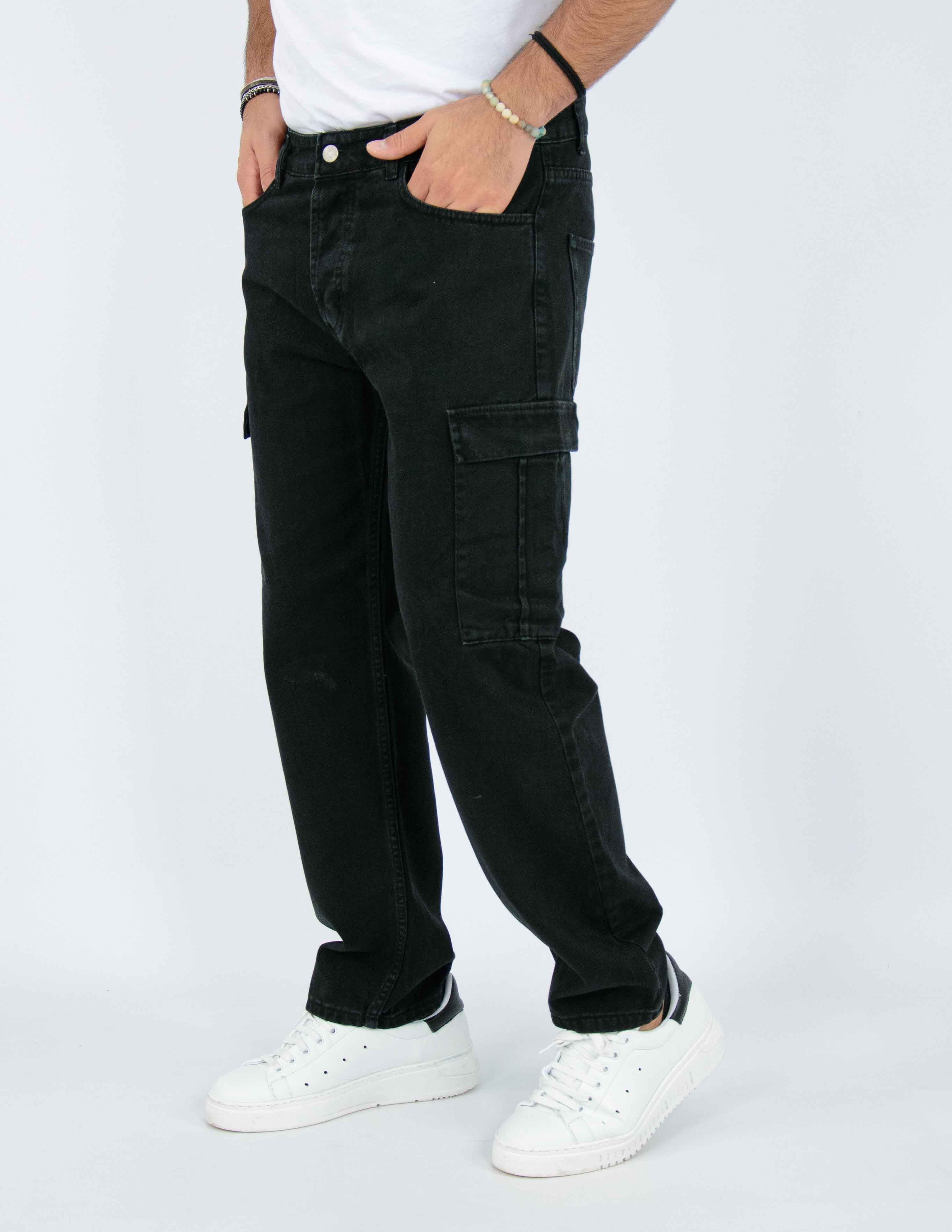 jeans uomo colorato cargo wide fit