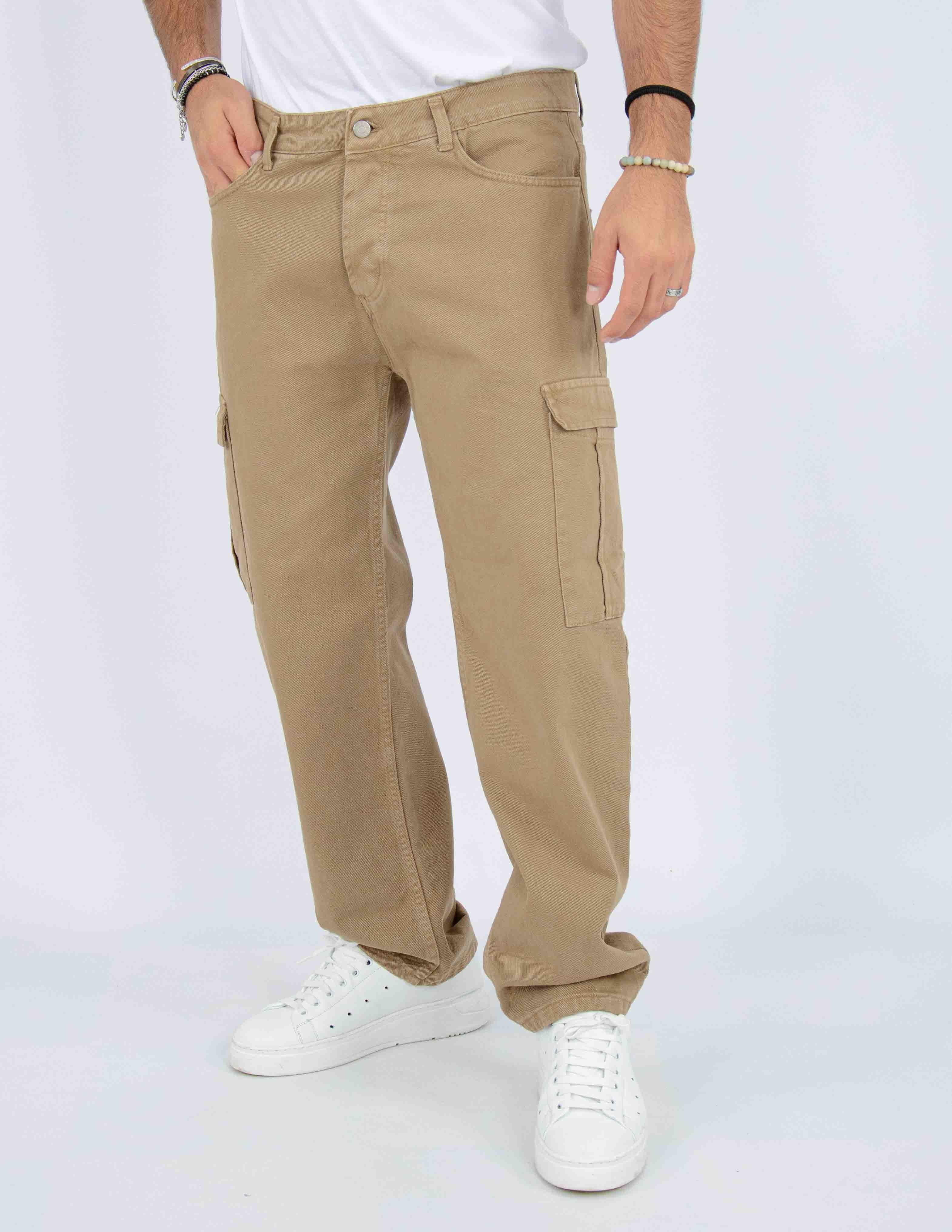 jeans uomo colorato cargo wide fit