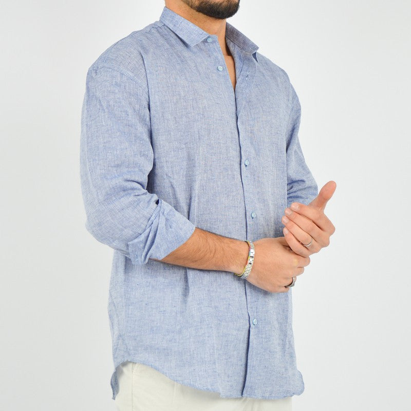 camicia uomo relax fit lino denim