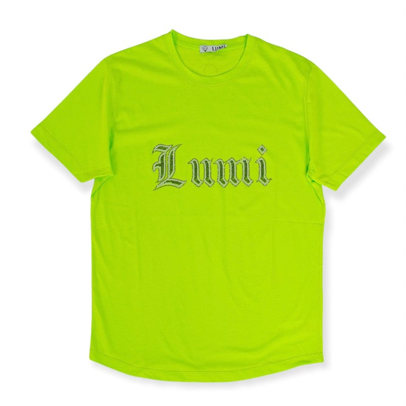t-shirt lumi stampa strass verde