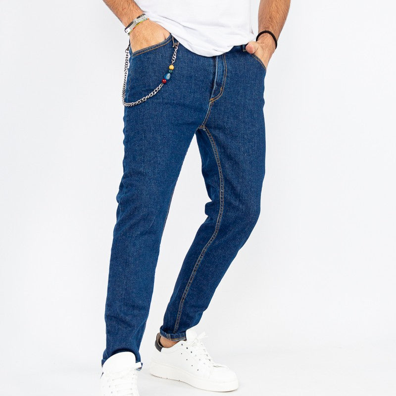 jeans uomo denim stretto scuro blu