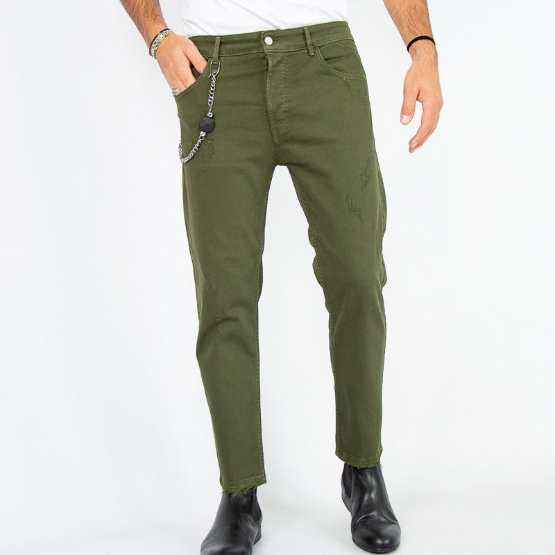 jeans uomo slim colorato militare