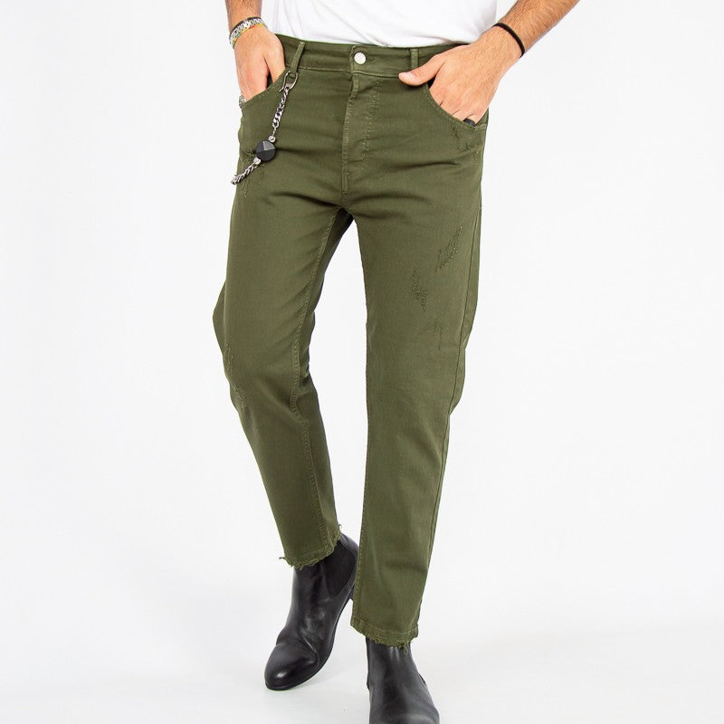 jeans uomo slim colorato militare