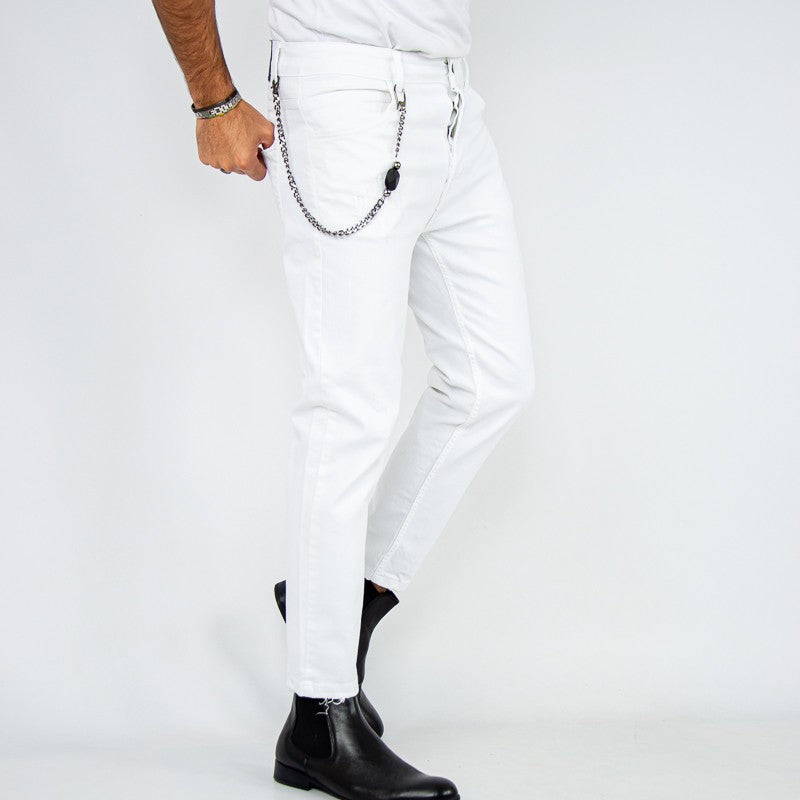 jeans uomo slim colorato bianco