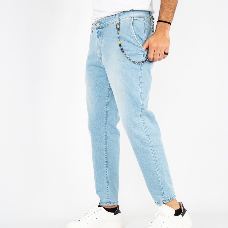 jeans uomo elastico tasca america chiaro
