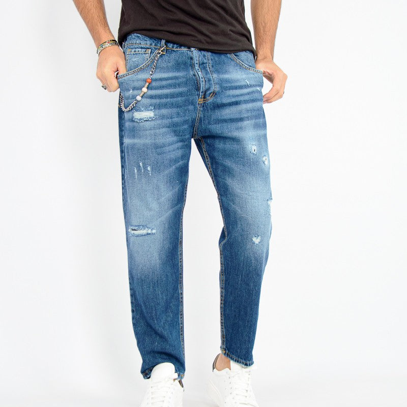 jeans uomo lungo cinque tasche medio