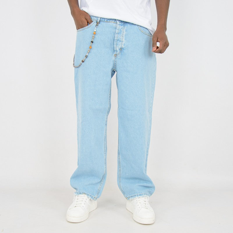 jeans uomo blu baggy wide denim
