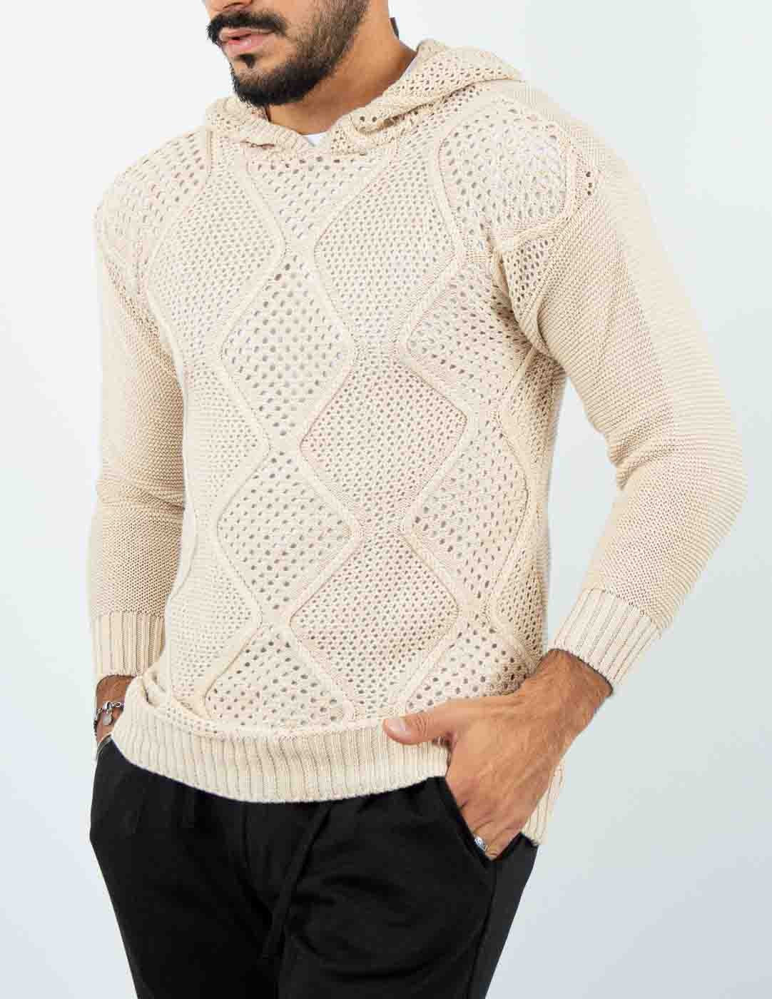maglia cappuccio strutturata crochet