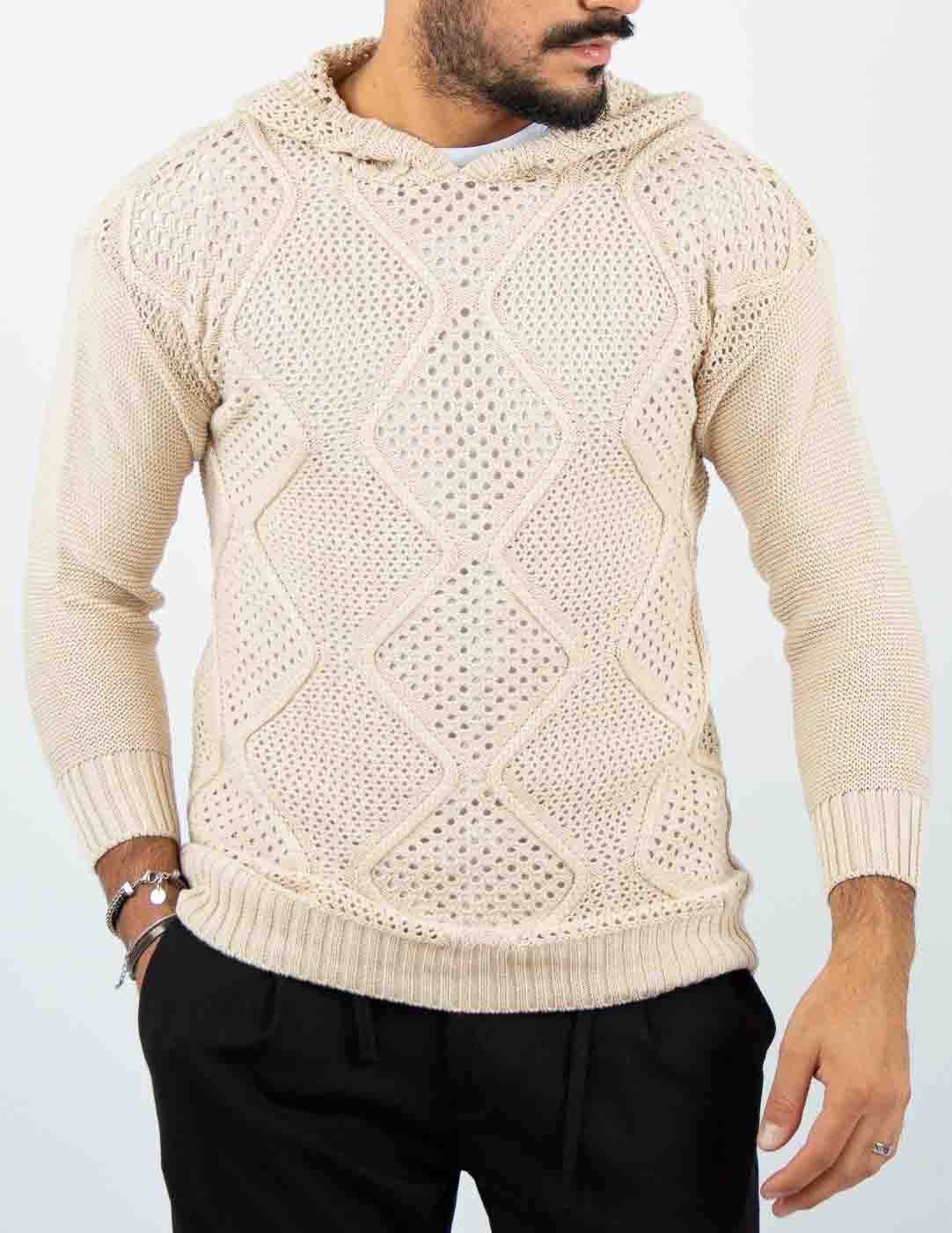 maglia cappuccio strutturata crochet