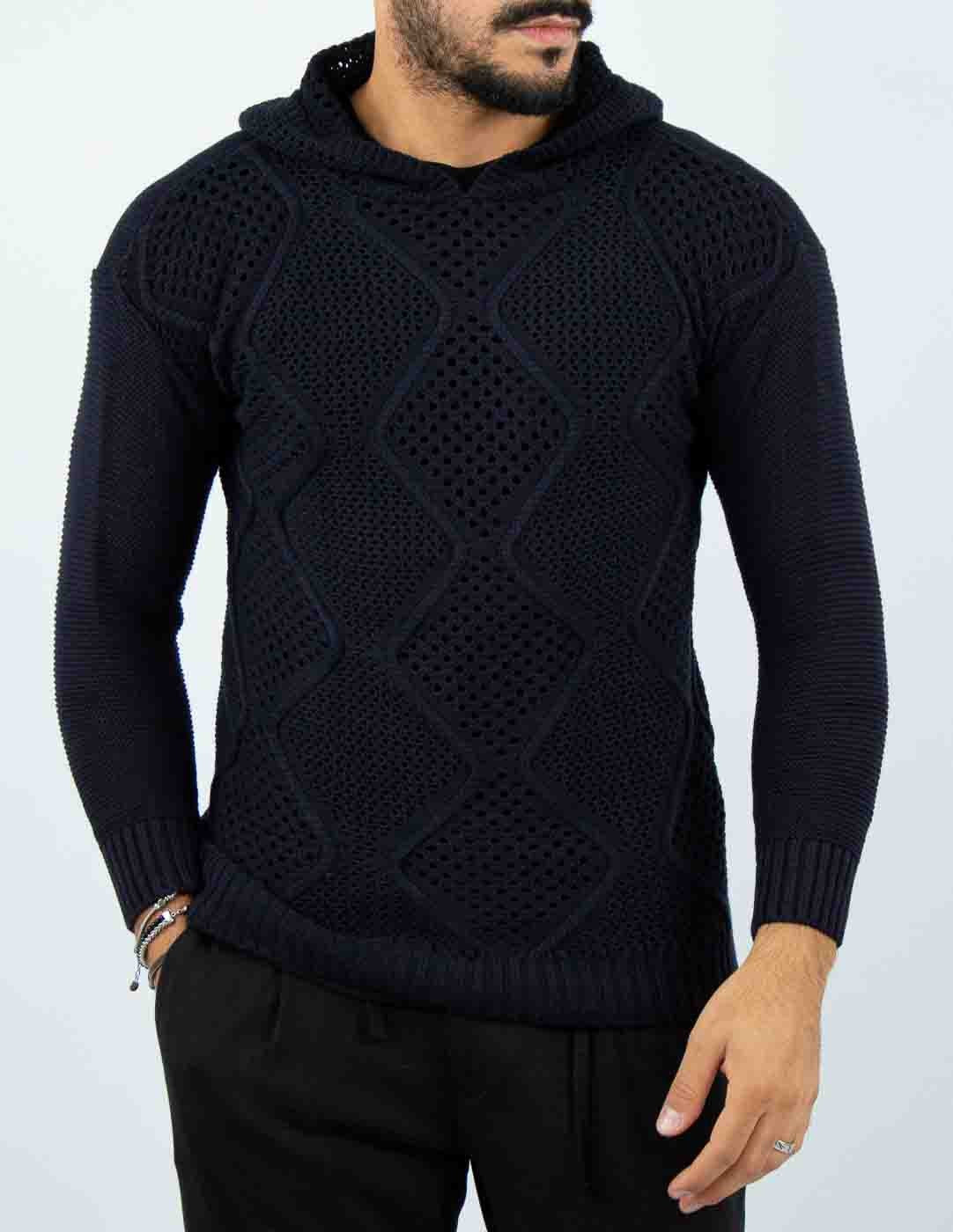 maglia cappuccio strutturata crochet