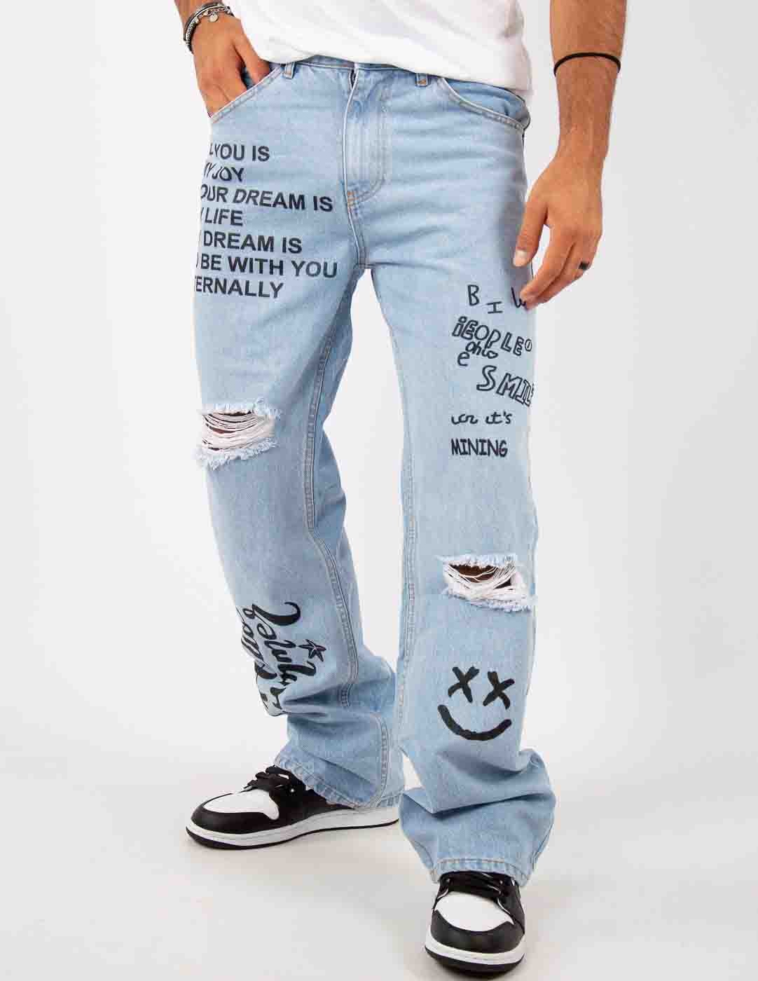 jeans uomo baggy stampa