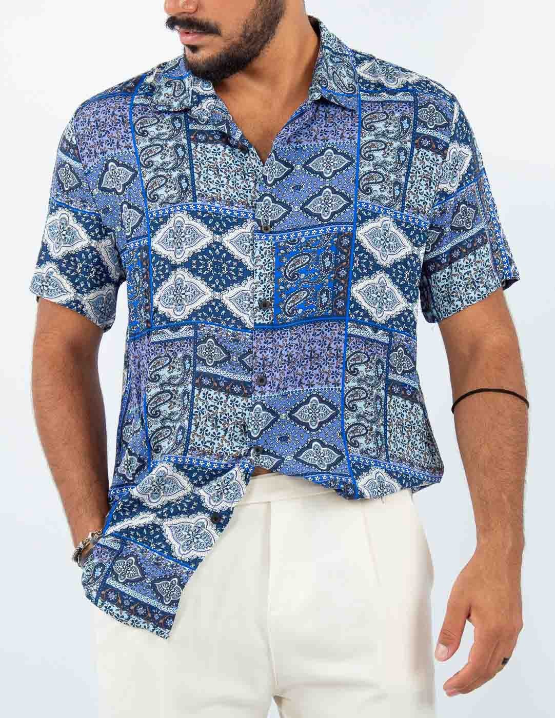 camicia uomo manica corta fantasia