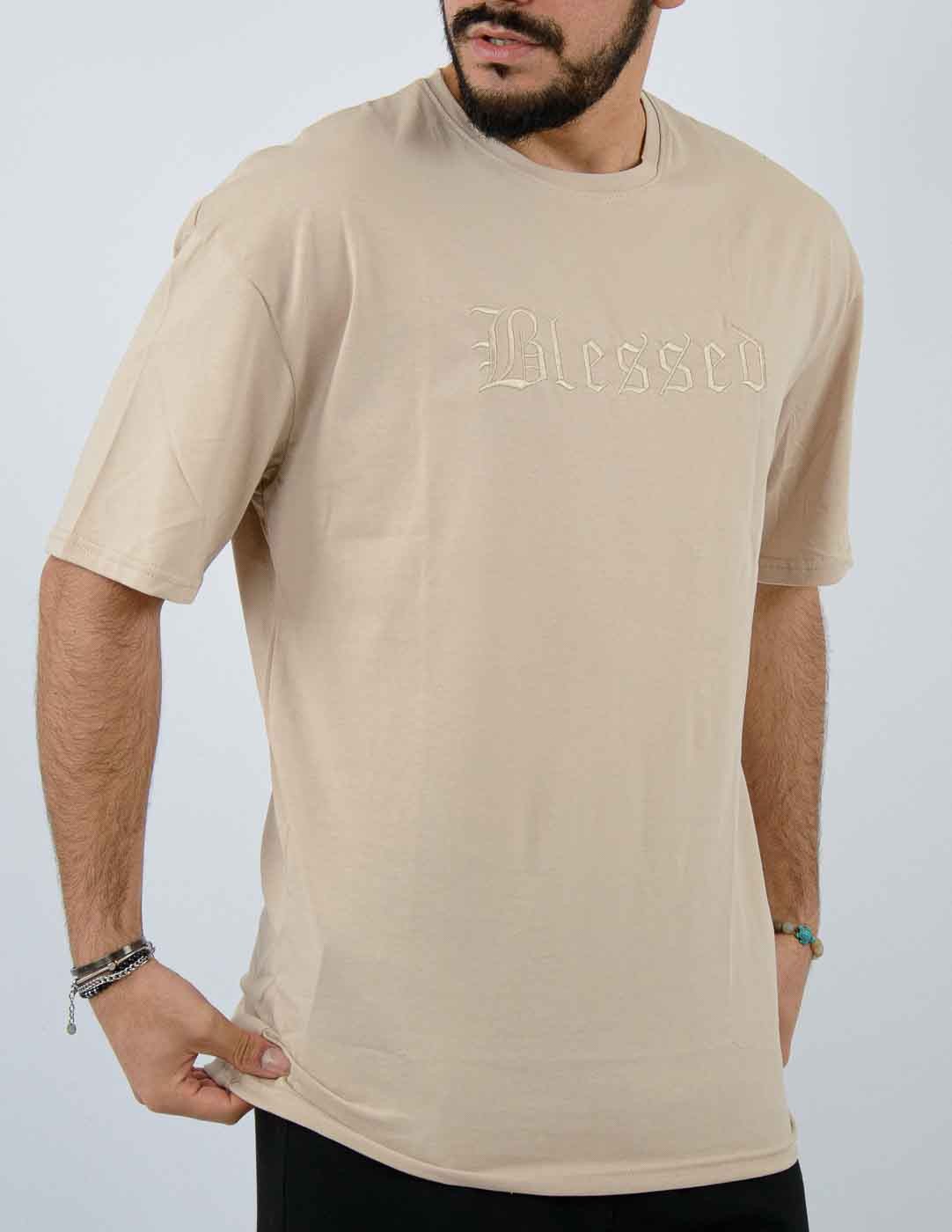 t-shirt uomo ricamo tinta unita