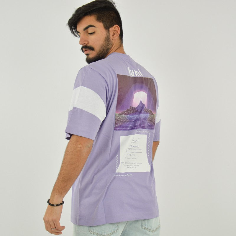 t-shirt lumi stampa posteriore lilla