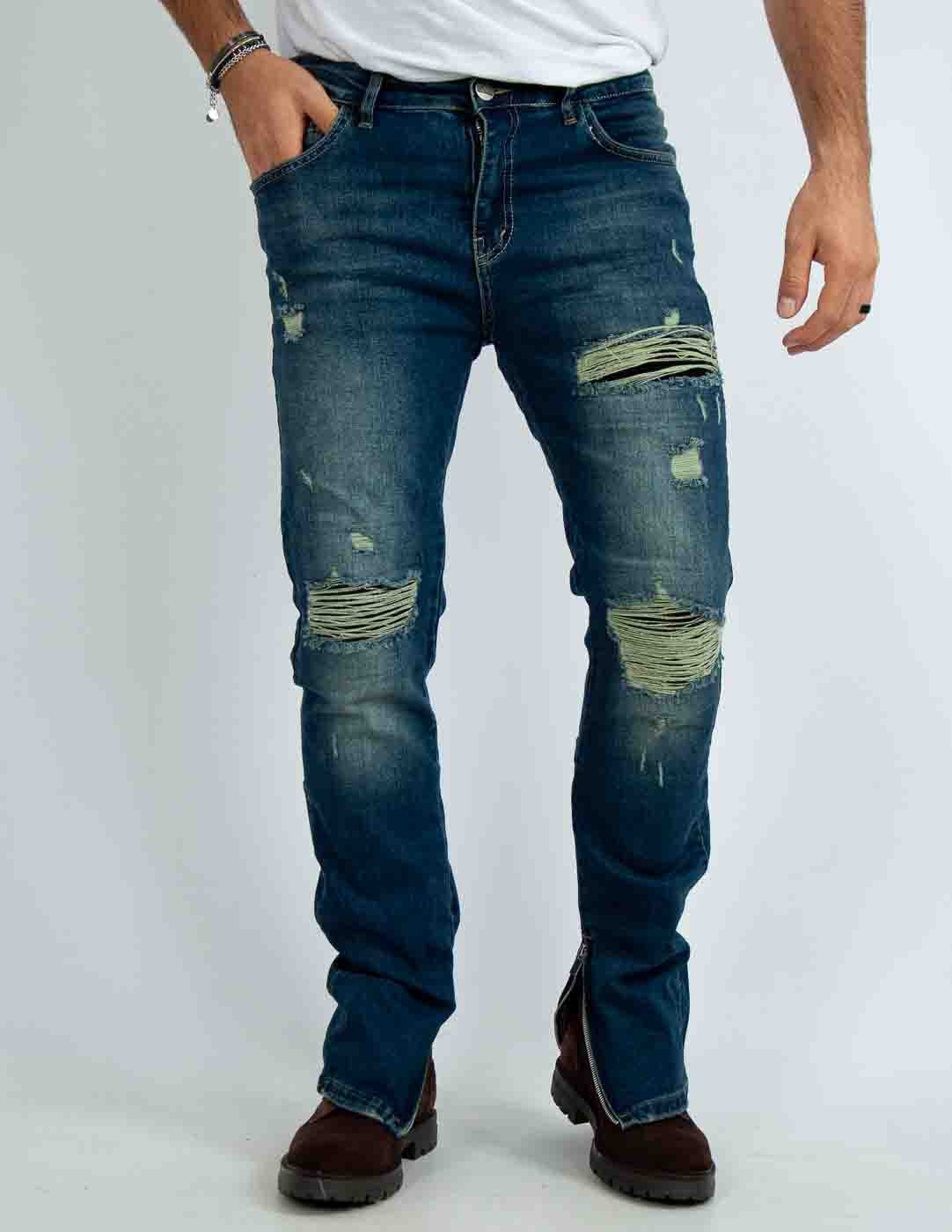 jeans uomo slim con zip al fondo