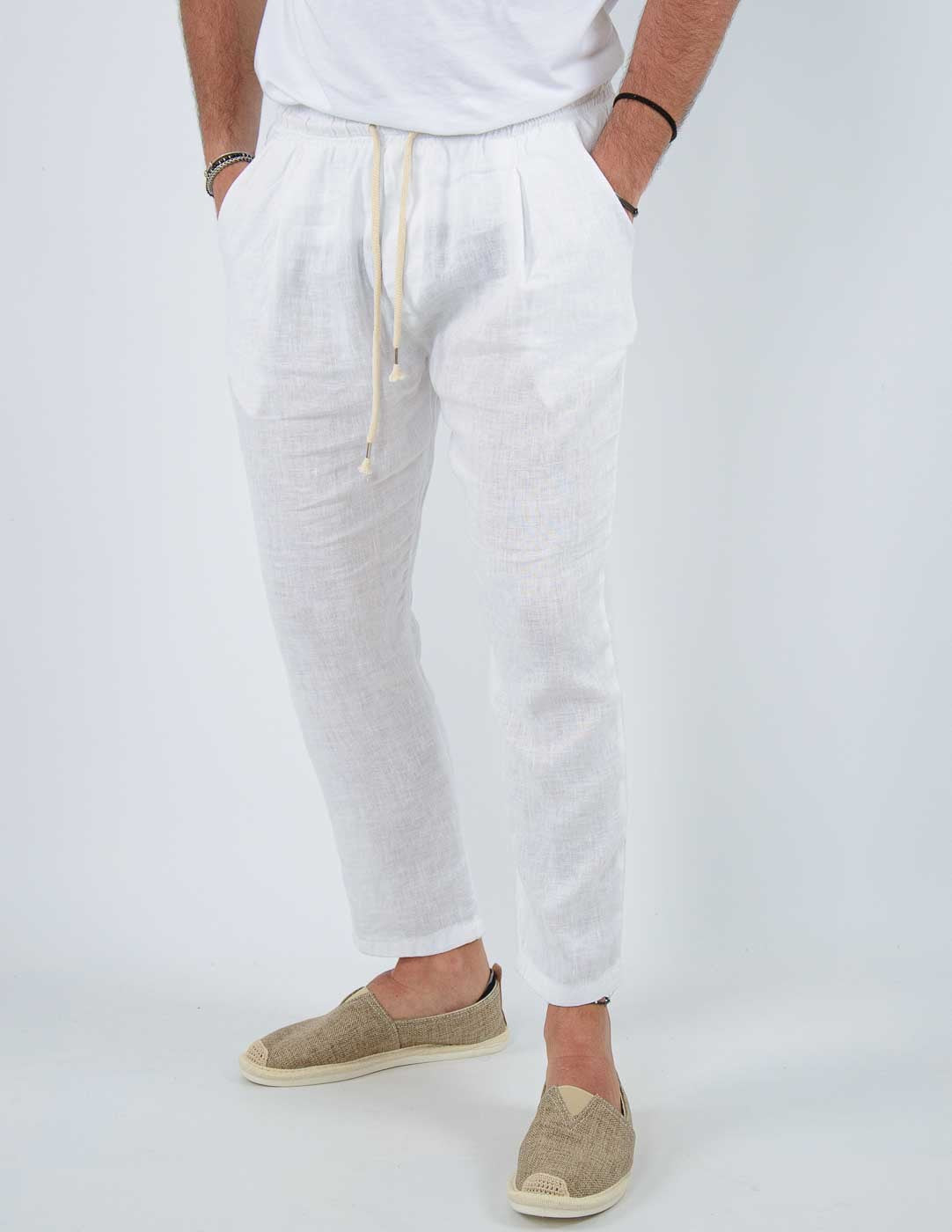 PANTALONE UOMO JOGGER CAPRI LINO