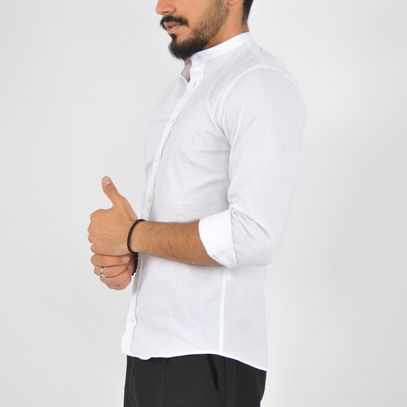 camicia uomo coreana in cotone bianca