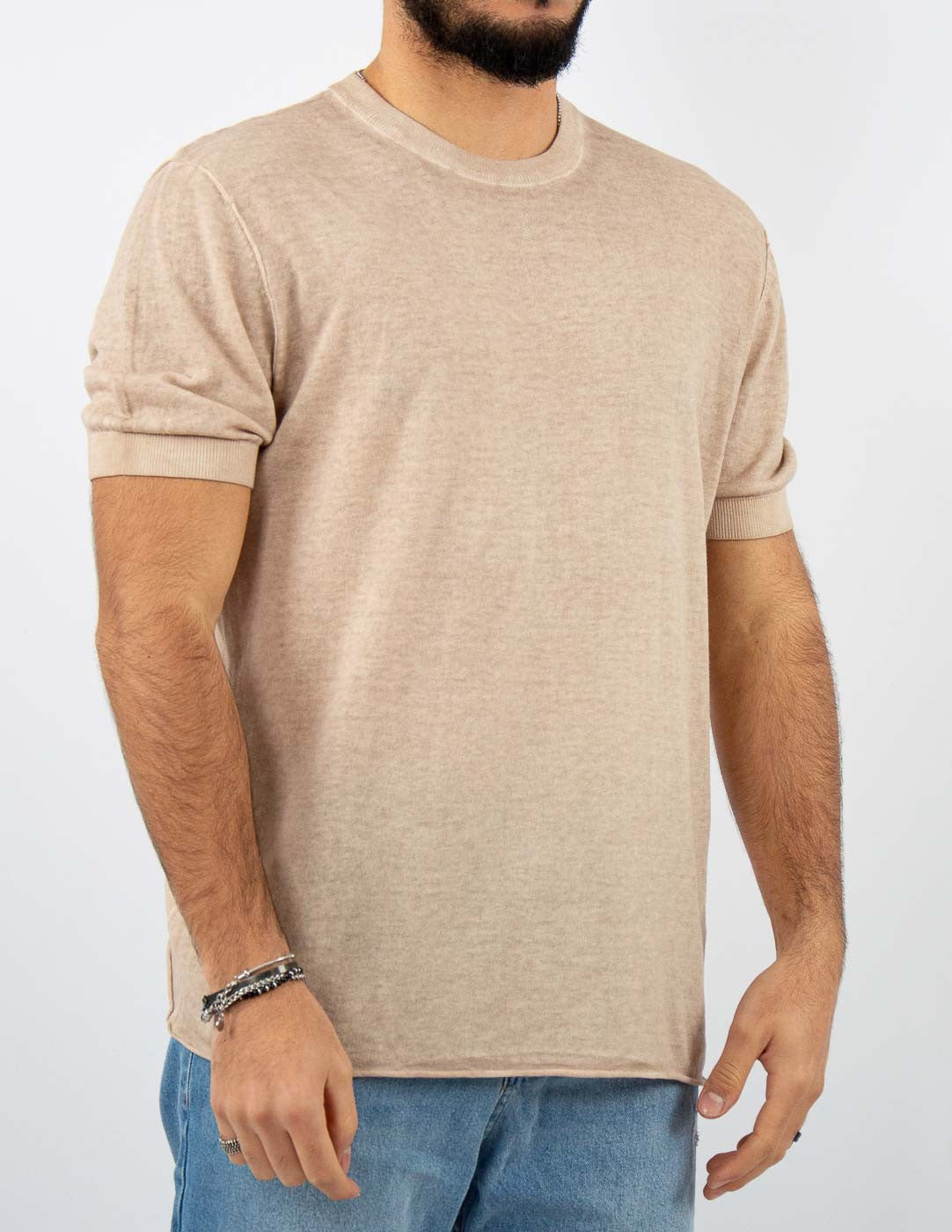 t-shirt uomo in filo maglia effetto slavato