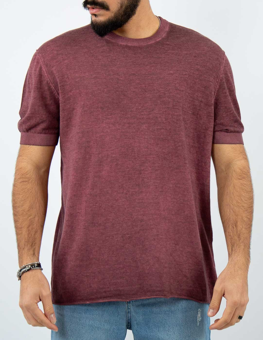 t-shirt uomo in filo maglia effetto slavato