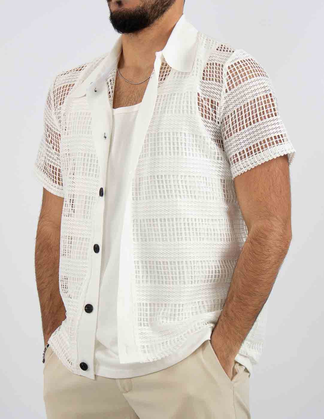 camicia manica corta traforata