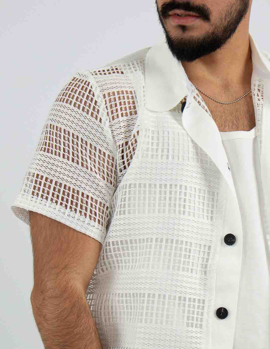 camicia manica corta traforata