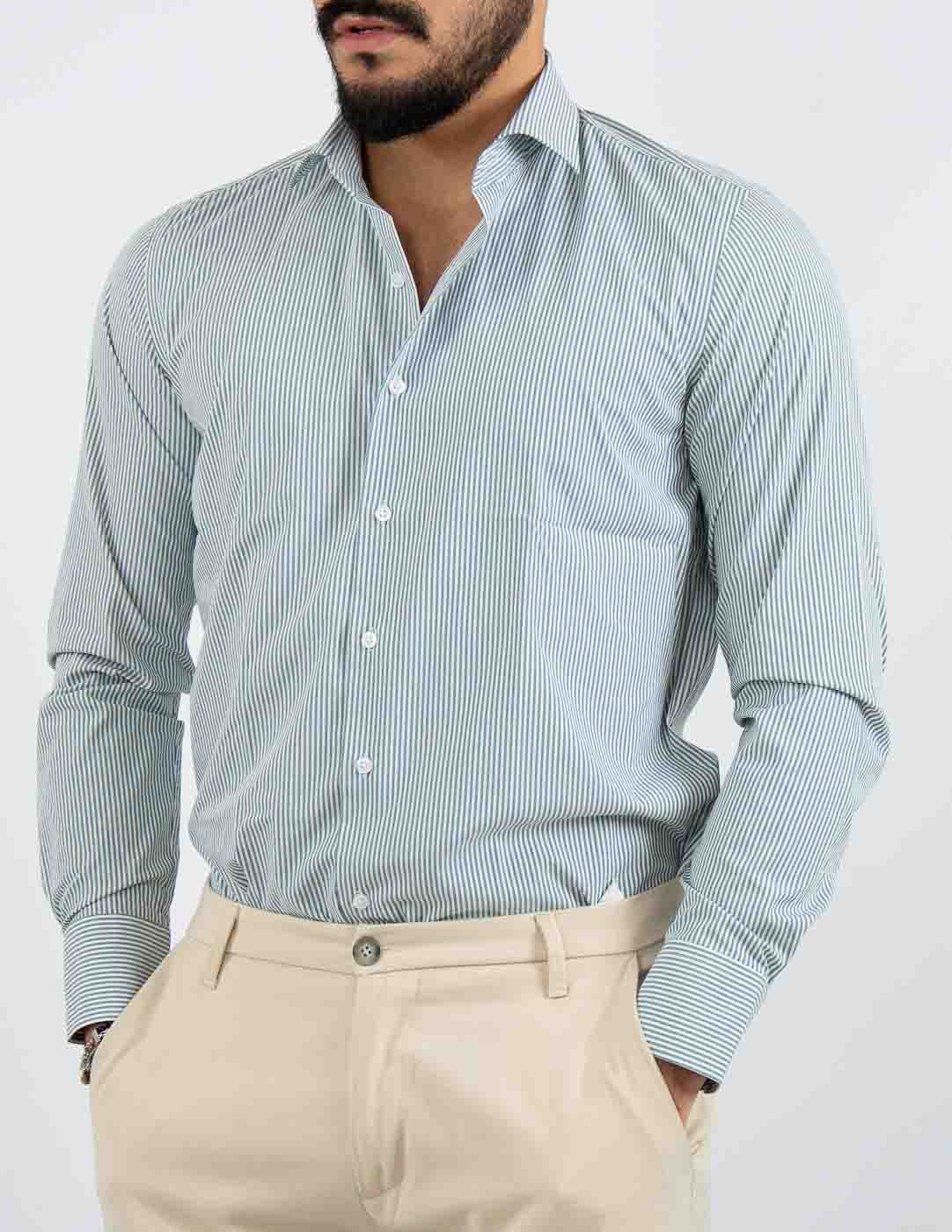 camicia uomo cotone rigata collo francese